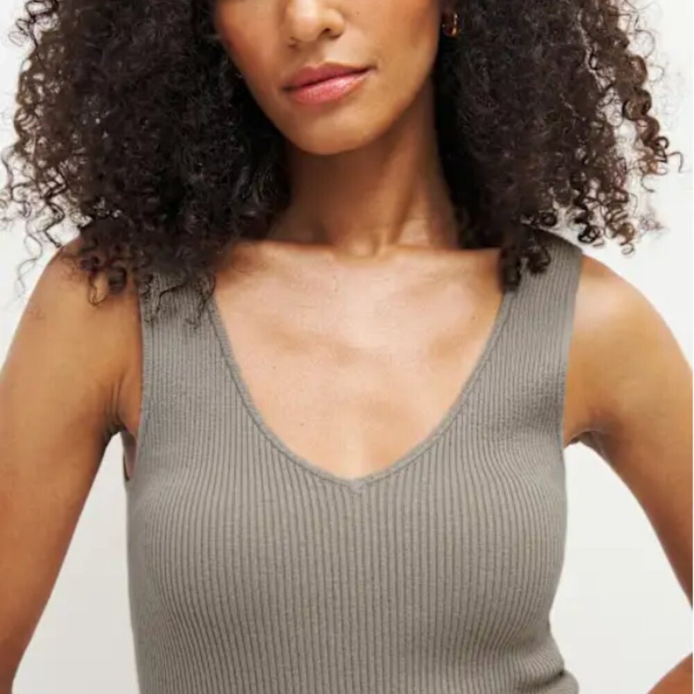 Reformation Ran Cotton Sweater Tank Concrete - Size M
